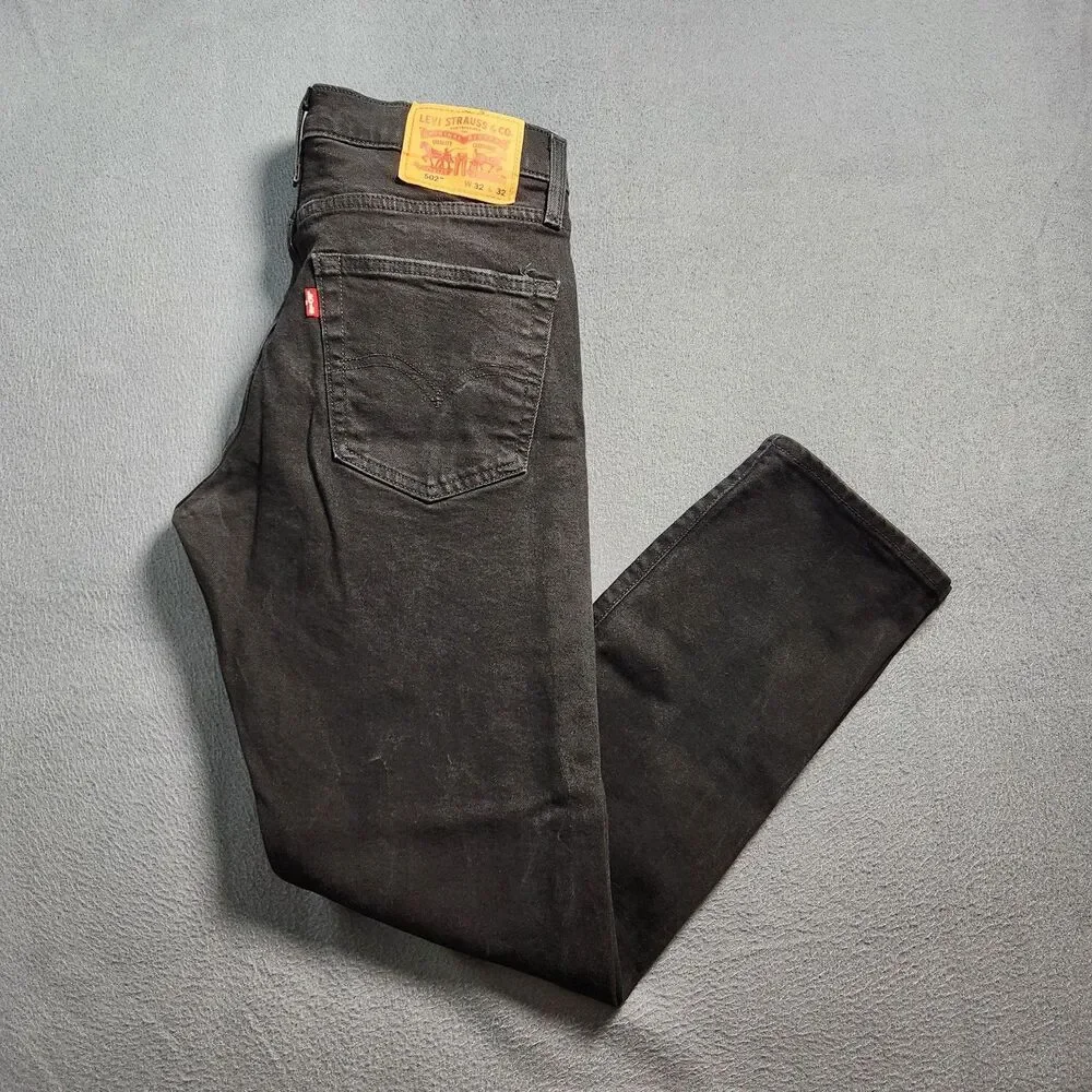 Levi's 502 Irregular Jeans Men 32X32 (31X29) Black Tapered Leg